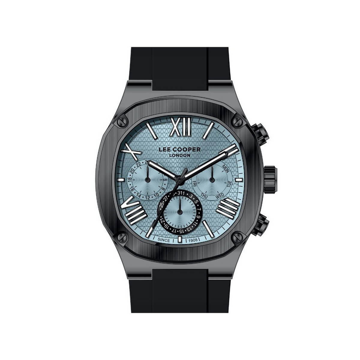 Lee Cooper Gents Multifunction Gun Case Black Silicone Band Light