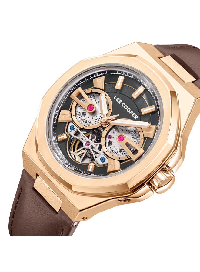 Lee Cooper Men's Watch, Automatic Display and Leather Strap