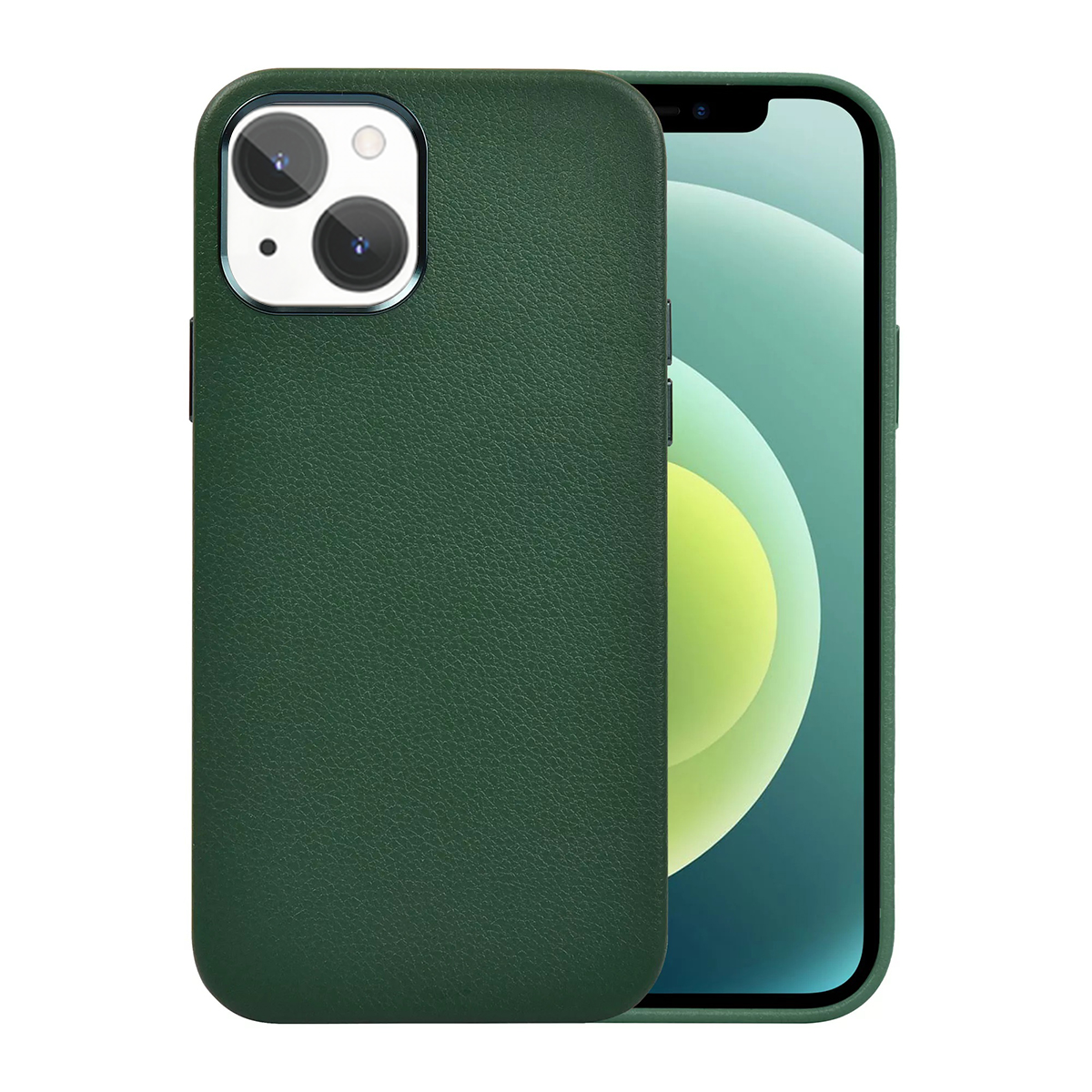 Buy WiWu Calfskin Genuine Leather Case for iPhone 13 Green in Kuwait