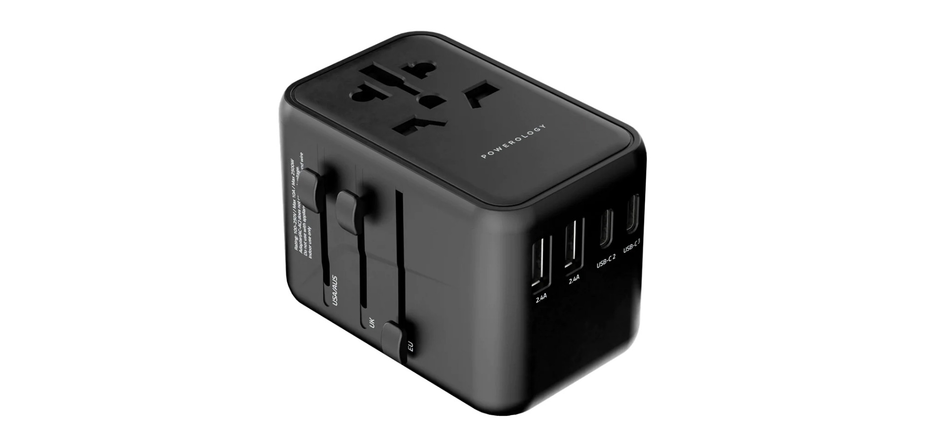 Buy Powerology 65W Universal Multi Port Travel Adapter Gray in Kuwait