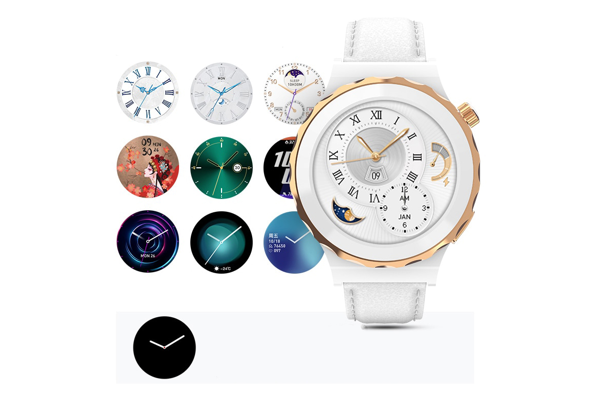 Buy HW3 Mini Smartwatch with White Leather Strap - Moonlight Silver in ...