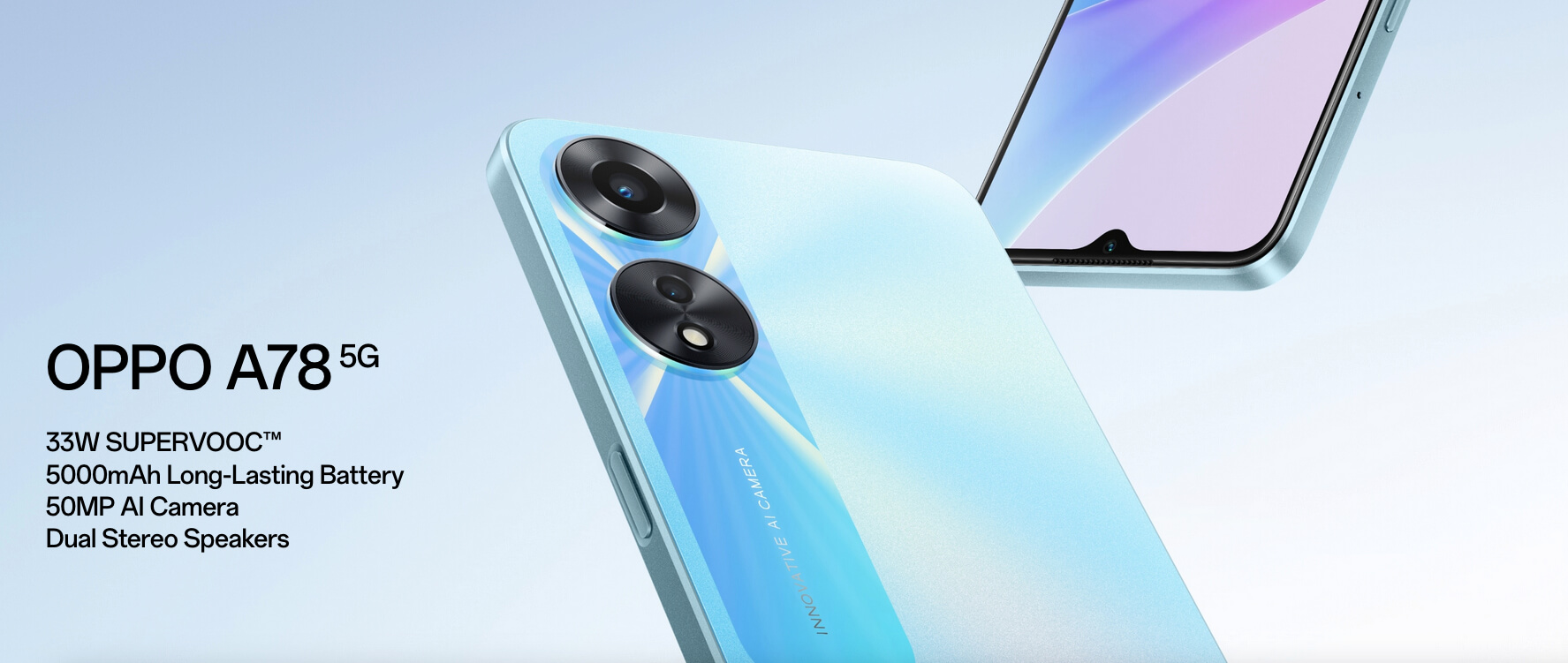 Oppo A78 5G (8GB RAM + 128GB Memory) - Glowing Blue