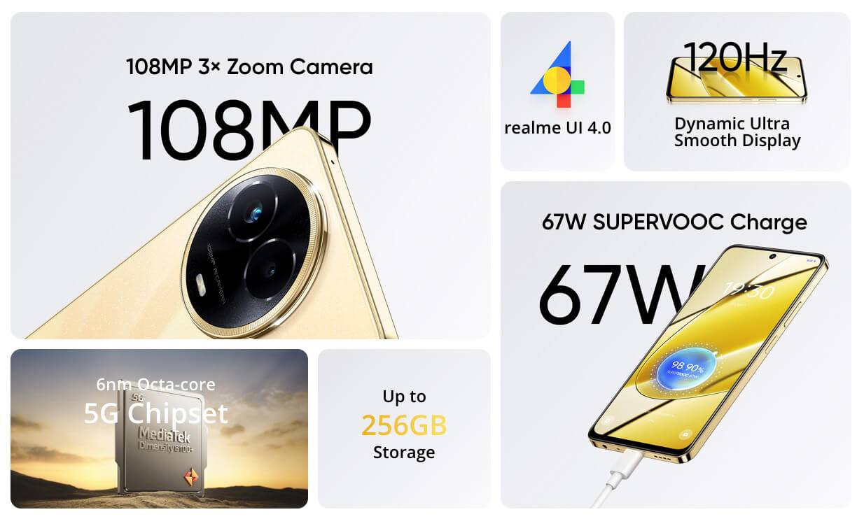 Realme 11 5G (8GB RAM + 256GB Memory) - Glory Gold