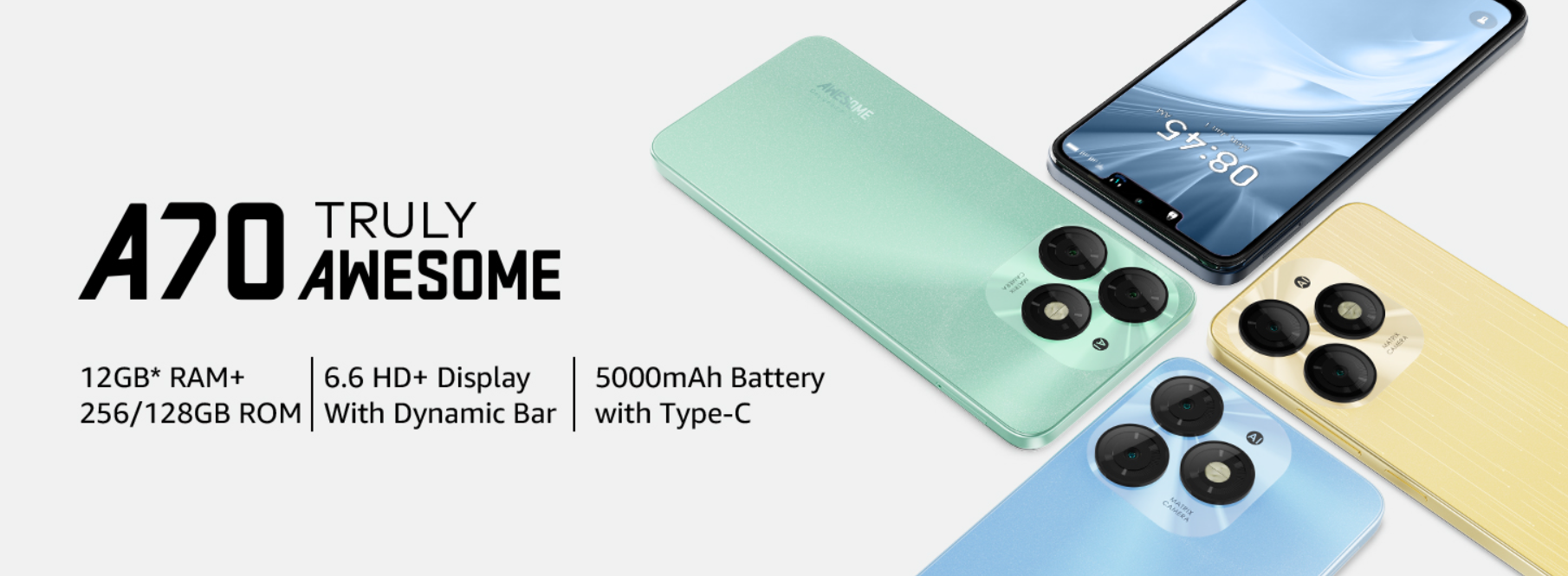 Itel A70 (4GB RAM + 256GB Memory) Brilliant Gold